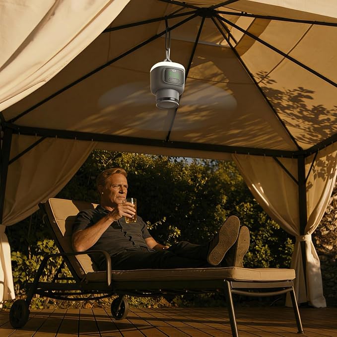 18" Portable Ceiling Fan with Light, 12000mAh Rechargeable Battery Operated Hanging Fan, 4 Speed 8H Timer, 16H Max Runtime, for Patio Canopy Tent Porch RV Garage