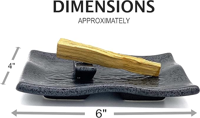 TOBOHU Black Rectangle Ceramic Palo Santo Holder, Wood Incense Stick Burning Bowl, Ceramic Burner for Palo Santo Sticks