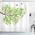 Ambesonne Hummingbird Shower Curtain, Branch with Hummingbirds in Seasonal Vivid Colors Spring Freedom Nature, Cloth Fabric Bathroom Decor Set with Hooks, 69" W x 84" L, Brown White