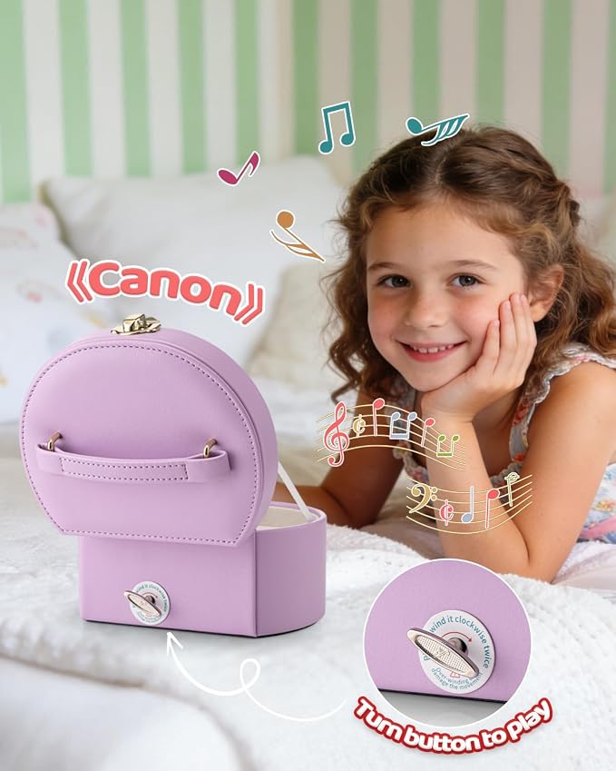 VLANDO Bithday Gifts for Girl, Musical Jewelry Box for Girls, Small Kid Music Box with Ballerina for Party Bedroom Decor, Gifts for Girls Kids - Purple
