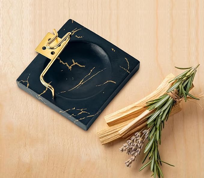 Marbling Resin Base Palo Santo Holder Removable Metal Holder for Palo Santo Sticks