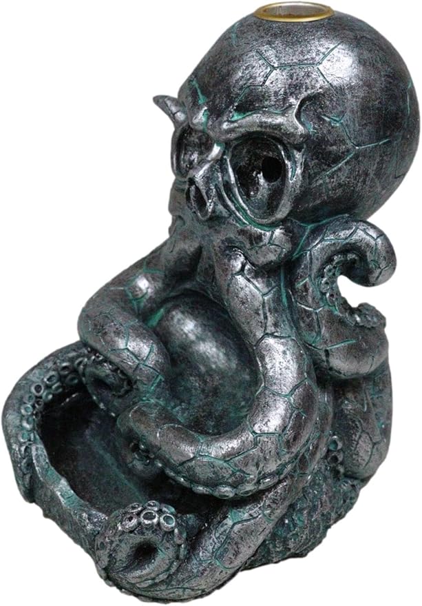Ebros Gift Nautical Marine Cthulhu Octopus Tentacles Skull Sea Monster Backflow Incense Cone Burner Figurine Home Aromatherapy Fragrance Holder