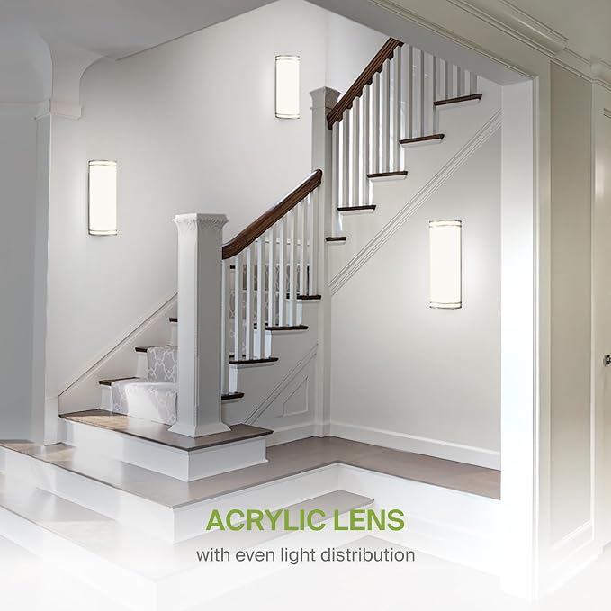ASD Indoor LED Wall Sconce Lights - 18 Inch 25W Brushed Nickel Modern LED Wall Sconces Hardwired - ETL Dimmable 3000K 4000K 5000K Adjustable Sconce Light Fixture for Bedroom, Hallway, 2 Pack