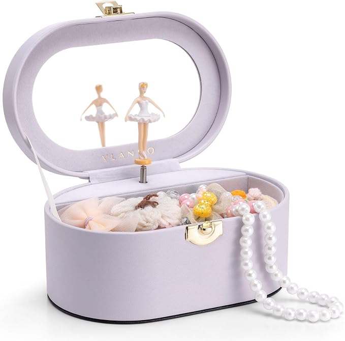VLANDO Musical Jewelry Box for Girls - Kid Music Box with Ballerina for Birthday Bedroom Decor - Birthday Gift for Girls Ages 4 5 6 7 8-12 Year Old - Light Purple