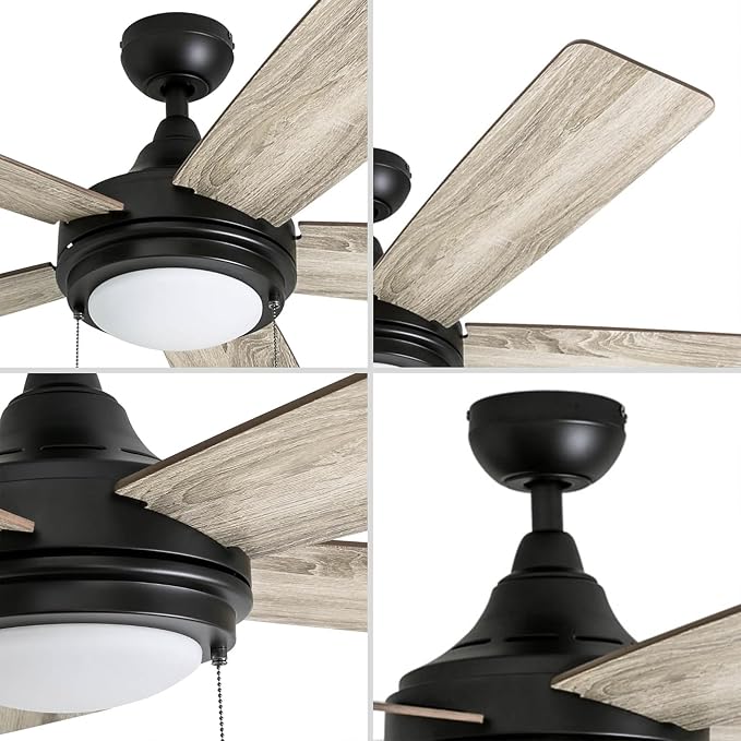 Honeywell Ceiling Fans Ventnor, 52 Inch Modern Farmhouse Indoor LED Ceiling Fan with Light, Pull Chain, Three Mounting Options, Dual Finish Blades, Reversible Motor - 50607-01 (Bronze)