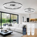 addlon 2 Pack Ceiling Fans with Lights and Remote, 20'' Low Profile Ceiling Fans, 3000-6000K Dimmable Modern Flush Mount LED Fan Light, Fandelier Ceiling Fan for Bedroom, Kitchen, Living Room