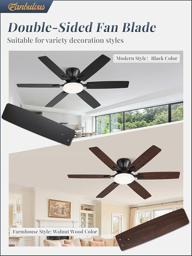 Fanbulous Ceiling Fans with Lights, 52 Inch 6-Blade, Smart APP & Remote Control, Dimmable 5CCT LED with Smart Memory, DC Motor Quiet for Bedroom Living Room, Damp Rated for Outdoor Covered Patio
