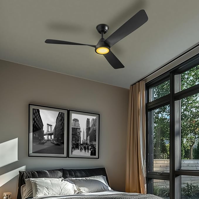 Globe Electric 37000110 52" Smart Ceiling Fan with LED Light, Remote Control, WhisperQuiet DC Motor, 6 Speeds, Matte Black