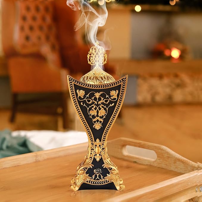 TERSCHELLING Frankincense Resin Incense Burner,Bakhoor Burner, Charcoal Incense Burner, Portable Incense Censer - for Yoga,Spa Aromatherapy,Office & Home Decor(Black)