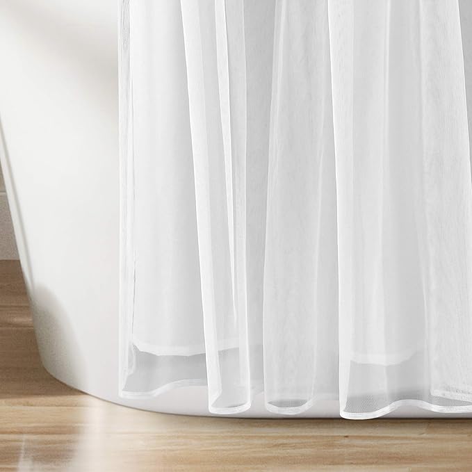 Lush Decor Tulle Skirt Colorblock Shower Curtain Single 72" W x 72" L Light Gray & White - Fabric Shower Curtains for Bathroom - Cute Bathroom Curtain