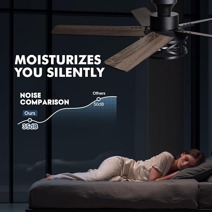 52 Inch Flush Mount Ceiling Fans with Lights and Remote Control, Low Profile Farmhouse Ceiling Fan for Bedroom Living Room and Patio, Black Caged Ceiling Fan for Indoor and Outdoor（NO BULBS）