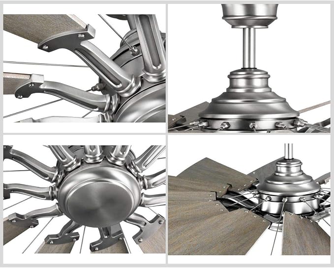 Progress Lighting Springer Collection DC Motor Farmhouse Windmill Ceiling Fan, Antique Nickel, 12-Blade (60" W x 17-3/8" H) P250000-081