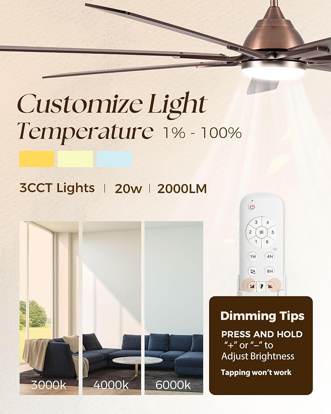 84 Inch Smart Ceiling Fan with Lights,Oil Rubbed Bronze Fan for Large Room | ETL-Listed with Quiet DC Motor,Alexa APP Controls,Up To 10117 CFM High Airflow,Timer,Dual Finish 7 Blades For Outdoor Covered