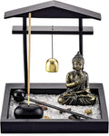 Jovivi Zen Garden Set Buddha Statue, Mallet & Rocks and Crystals & Incense Stick Holder Bowl & Wooden Display Tray for Yoga Meditaion Home Table Decor Gift