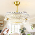 Depuley Crystal Ceiling Fans with Lights: 24" Gold Cagd Fan with Remote Control - Fandelier Fan Light for Girl's Bedroom Living Room Nursery
