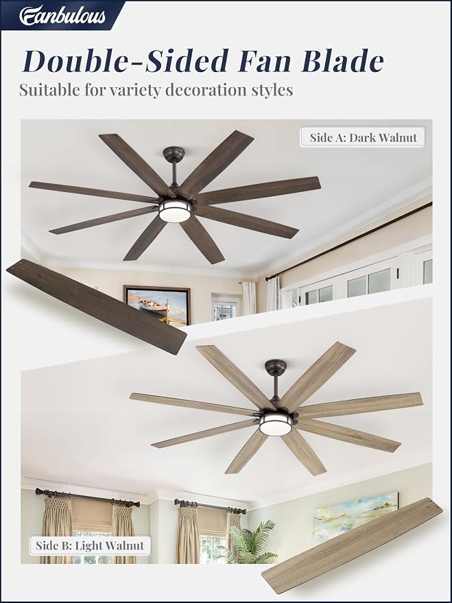 Fanbulous 72 Inch Ceiling Fans with Lights, Large Farmhouse Ceiling Fans with Remote, Oil Bronze Ceiling Fan Fixtures with Bright LED Light for Living Room, Bedroom, Kitchen