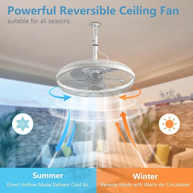 AHAWILL Outdoor Ceiling Fans with Lights, 20'' Gazebo Fan, Plug in Ceiling Fan for Patios, Pergola, Ceiling Fan with Remote Control, Hanging with Hook,Black