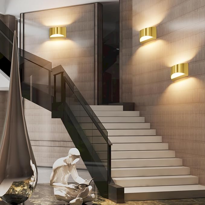 Aipsun Brushed Brass Wall Sconce Indoor Wall Lights Hardwired 1 Pack Up and Down Wall Mount Light for Living Room Bedroom Hallway Corridor Conservatory Warm White 3000K(with G9 Bulbs)