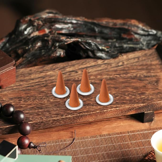 40-Pack Mini Incense Holder Trays 1.18In Metal Cone Burner Stands for Home Aromatherapy and Decorative Incense Tray Use