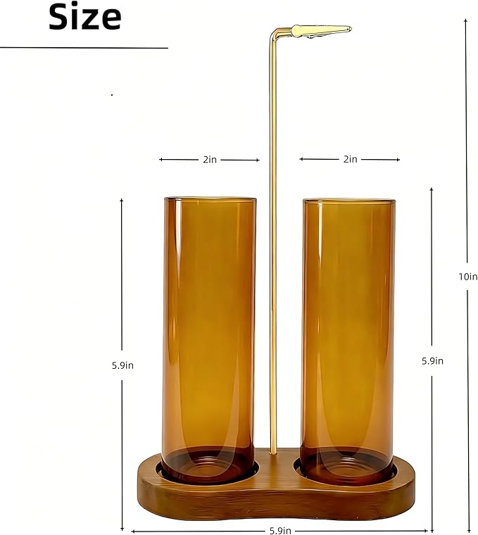 Amber Glass Incense Holder,Retro Incense Sticks Burner Holder with Storage,Hang Upside Down Incense Holder for Sticks with Glass Ash Catcher for Meditation Yoga Spa Room Decor (Amber)