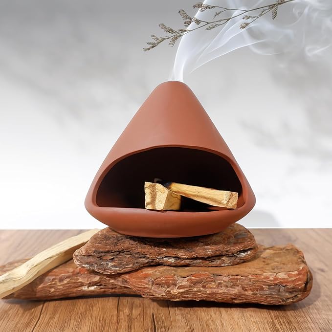 MOUGIGI Terracotta Zongzi Palo Santo Holder–Elegant Sage Cone Incense Dish for Zen Meditation Altar, Energy Cleansing&Yoga Spa–Perfect for Mindfulness, Aromatherapy, Stress Relief&Spiritual Decor Gift