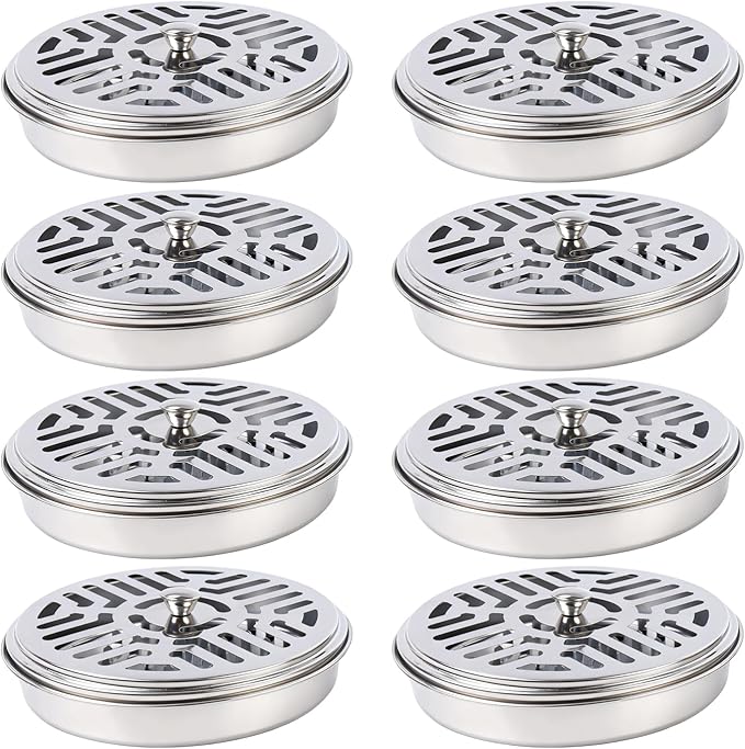5.71''*1.77''/14.5cm*4.5cm Portable Mosquito citronella Coil Holder, Durable Stainless Steel Incense Burner Metal for Indoor and Outdoor Use, Home, Camping(8pcs)