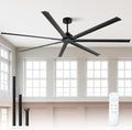 Minislak 96 Inch HVLS Aluminum 7 Blades Industrial & Commercial Ceiling Fan no Light,8ft High CFM DC Motor,6-Speed,Indoor Outdoor Black Ceiling Fan for Patio,Garage,Shop,Library