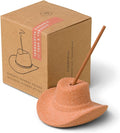 Paddywax Incense Burner Textured Ceramic Cowboy Hat with Incense Sticks, 100-Sticks, Terracotta