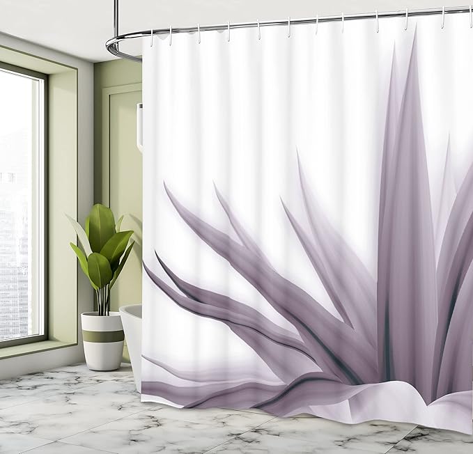 Ambesonne Flower Shower Curtain, Ombre Color Change Style Leaves Water Colored Print Calming Details Image, Cloth Fabric Bathroom Decor Set with Hooks, 69" W x 70" L, Mauve Coconut
