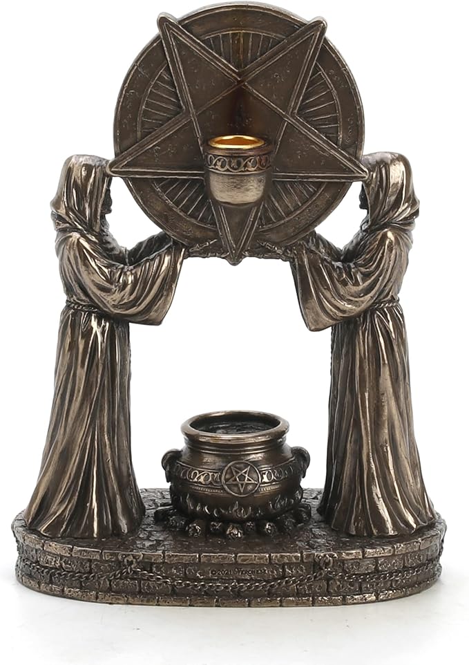 Veronese Design 7 1/4" Sigil of Baphomet Occult Altar Backflow Incense Burner Resin Sculpture Bronze Finish