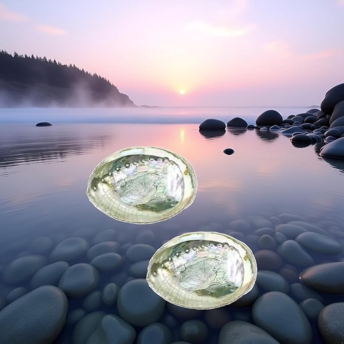 2Pcs Colorful Fashionable Large Abalone Shell Bowl, 4-4.5 Inch Exquisite Natural Sea Shell Smudge Bowl for Sage Burning and Incense for Decor, Display and Great Gift, Incense Holders, Decorations