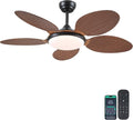 48"Tropical Style Palm Leaf Ceiling Fans with LED Lights and Remote & APP | Supports Remote and APP, 6 Wind Speeds, Reversible, Dimmable 3CCT LED, 35W Quiet DC Motor,Suits for Bedroom Kitchen