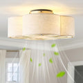Boho Ceiling Fans with Lights, 20" Low Profile Ceiling Fan with Light Remote Control, Bladeless Flush Mount with 6 Speeds for Bedroom, Nursery, Living Room.