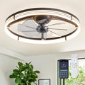 LUDOMIDE 24 Inch Ceiling Fans with Lights and Remote, Modern Low Profile Ceiling Fan, Dimmable LED Light, Quite Reversible DC Motor, 6 Wind Speeds Flush Mount Ceiling Fans for Bedroom Indoor