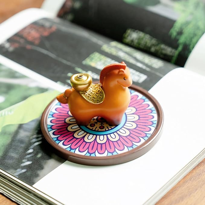 Horse Incense Holder for Sticks, Cute Horse Resin Incense Burner Holder with Ash Catcher, Incense Stick Holder for Aromatherapy,Yoga,Home Room Decor, Brown