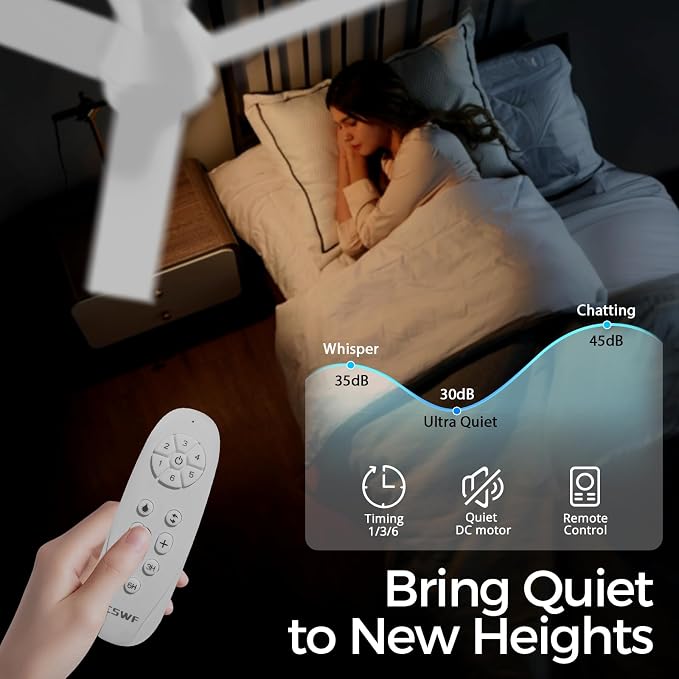 Ceiling Fans with Lights Remote Control - Flush Mount Dimmable 3000K-6500K LED 6 Speed with Quiet DC Motor for Bedroom, Living Room and Outdoor Patio