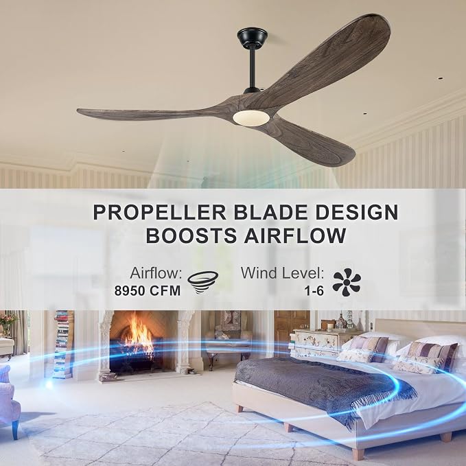 Eliora 72 Inch Ceiling Fans with Lights, Wood Outdoor Ceiling Fan for Patio and Remote Control Rustic Propeller Large Ceiling Fans with Light Farmhouse Indoor Quiet High cfm, Deep Brown