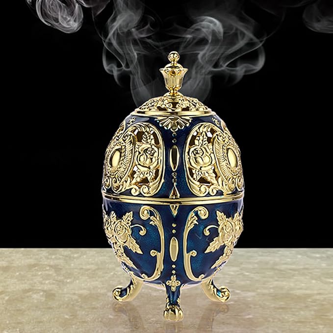 JUXYES Vintage Incense Burner Holder with Removable Ash Catchers, Metal Censer Antique Cone Coil Incense Burner Holder Zinc Alloy Spiritual Aromatherapy Yoga Meditation Gifts Retro Home Decoration