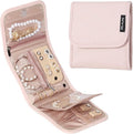 BELALIFE Travel Jewelry Case, Jewelry Organizer Roll for Accessories | Bag with foldable roll design for earrings, necklaces, rings, bracelets and brooches,Pink