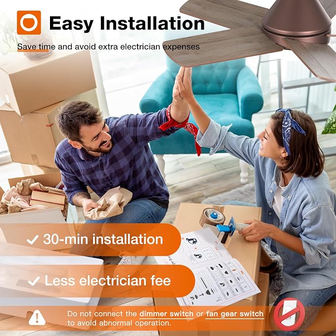 addlon Ceiling Fans with Lights, 32 Inch Low Profile Ceiling Fan with Light and Remote Control, Flush Mount, Reversible, 3CCT, Dimmable, Quiet, Brown Small Ceiling Fan for Bedroom Indoor/Outdoor Use