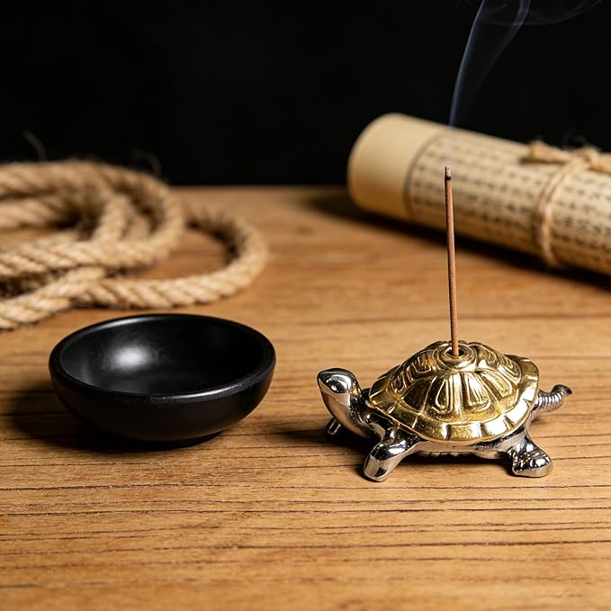 Incense Holder, 4 Pcs Mini Turtle Incense Burner Holder for Joss Stick, Home Office Decoration