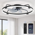 LEDIARY 30" Ceiling Fans with Lights and Remote, Low Profile Led Fan Light | Stepless Dimmable Fandelier, 6 Wind Speeds, Remote and APP Control, Flush Mount Ceiling Fan for Bedroom, Living Room, Black