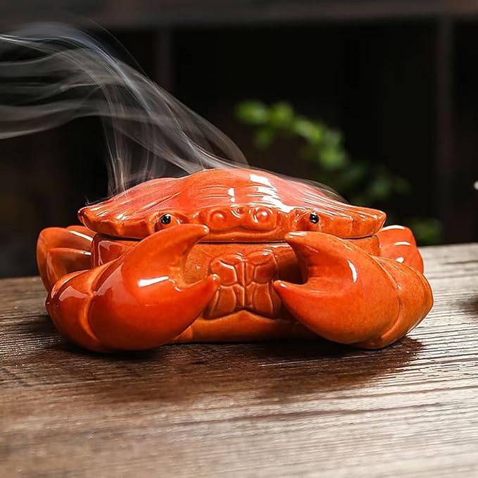 Crab Incense Holder with Incense Stick Holder Coil Incense Burner Ceramic Cons Incense Holder for Bedroom Yoga Room