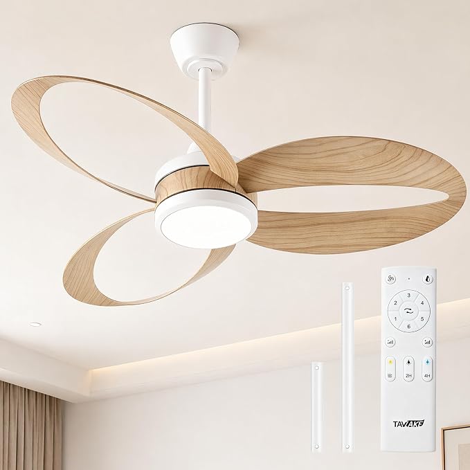 42 Inch Ceiling Fan with Light | Modern Low Profile Flush Mount | Quiet DC Motor, 6-Speed Reversible, 3CCT Dimmable LED, Remote Control – Ideal for Bedroom, Living Room, Kitchen