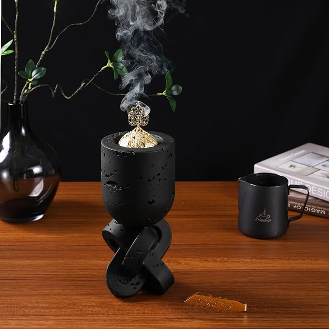 TERSCHELLING Frankincense Resin Incense Burner,Bakhoor Burner,Charcoal Incense Burner, 11.02Inches Tall Incense Censer - for Meditation,Yoga,Spa Aromatherapy,Office,House Warming Gifts& Home Decor