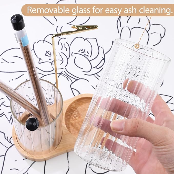 Glass Incense Holder,2 in1 Incense Sticks Burner Holder with Storage,Hang Upside Down Incense Holder for Sticks with Glass Ash Catcher and Incense Sticks Organizer for Yoga Spa Meditation Home Decor