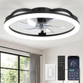 LEDIARY 23 Inch Ceiling Fans with Lights and Remote, Dimmable Fan Light | 6 Speed, Reversible, APP & Remote Control, Low Profile Flush Mount Ceiling Fan for Bedroom, Black