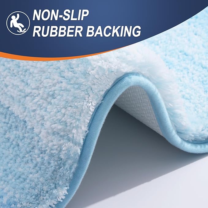 OLANLY Large Bathroom Rugs Mat 40x24, Extra Soft Absorbent Microfiber Bath Rugs, Rubber Backing, Quick Dry, Machine Washable Bath Mats for Bathroom, Tub and Shower, Home Decor Accessories, Sky Blue