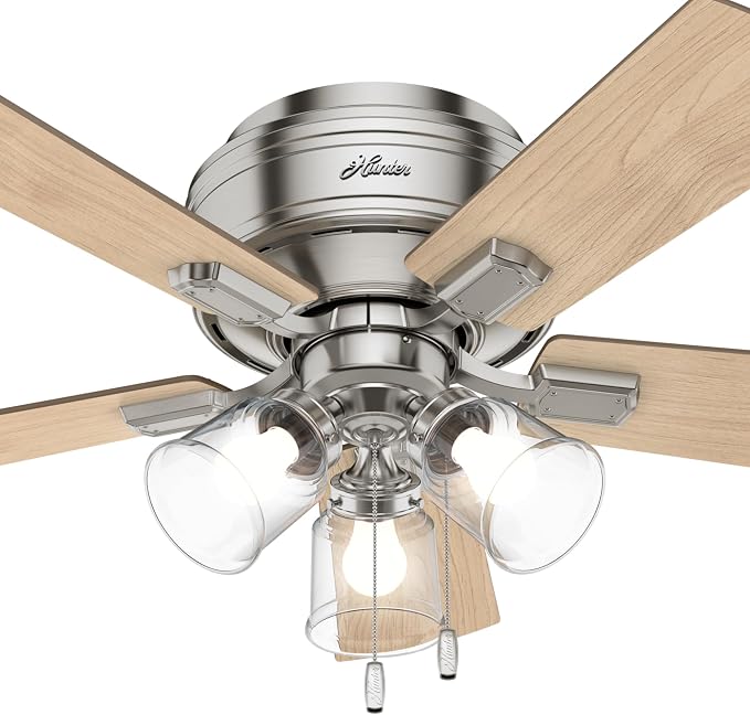Hunter Crestfield, Indoor, Ceiling Fan, Quiet, 42 inch, Brushed Nickel