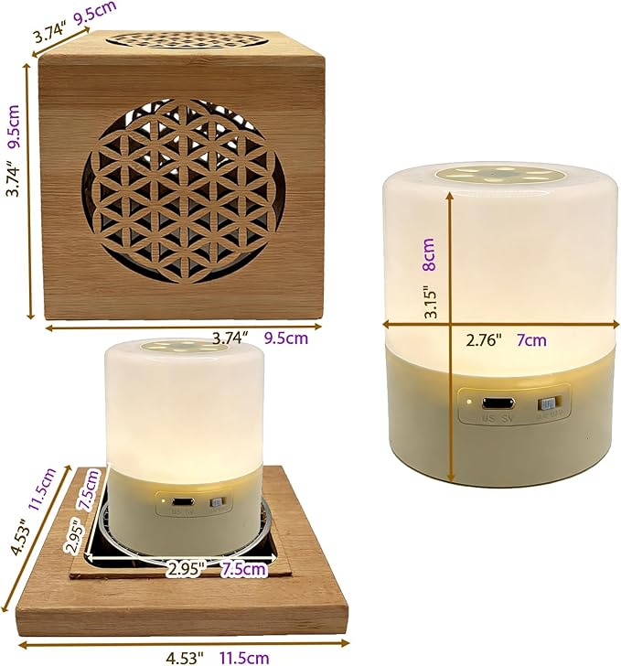 Bamboo Hollow-Out Incense Burner Holder,Type-C LED Ambient Night Light,Decorative Incense Holder Portable Camping Light,for Sticks Cones Coils Sage & Broken Incense,Zen Home Yoga（Life）